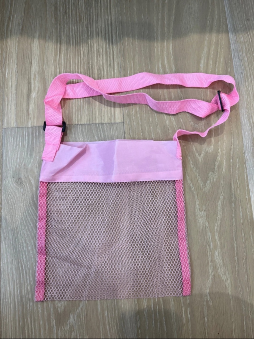 SHEIN Pink Mesh Beach Shell Collection Bag | Adjustable Crossbody Treasure Bag